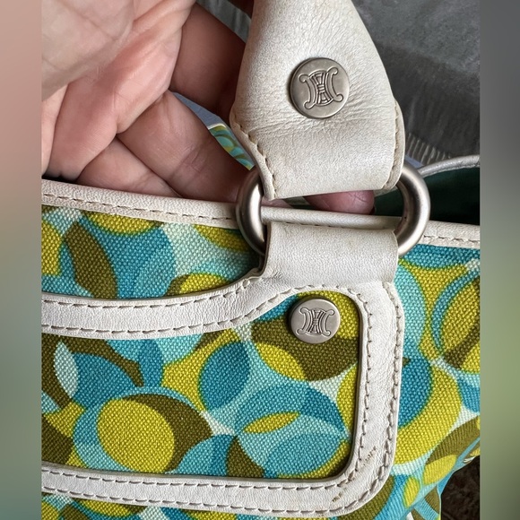 Céline Multicolor Canvas Leather Boogie Satchel Tote Bag and Wallet Turquoise - Picture 8 of 16